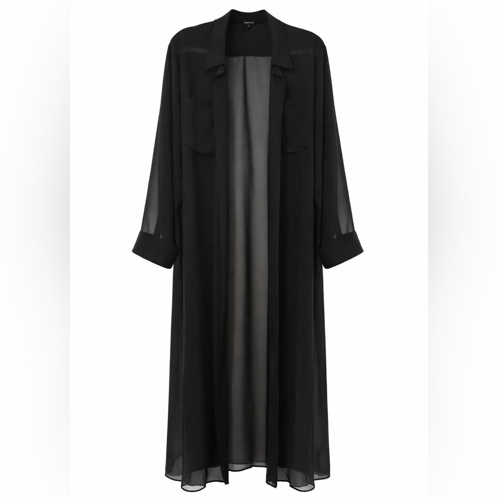 Torrid Sheer Black Duster Cardigan Size 4 Plus 26/28 Lightweight Layering Piece